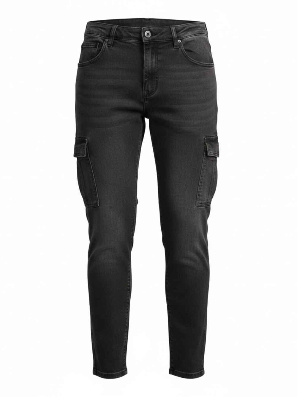 Men’s Black cotton cargo skinny jeans in XL